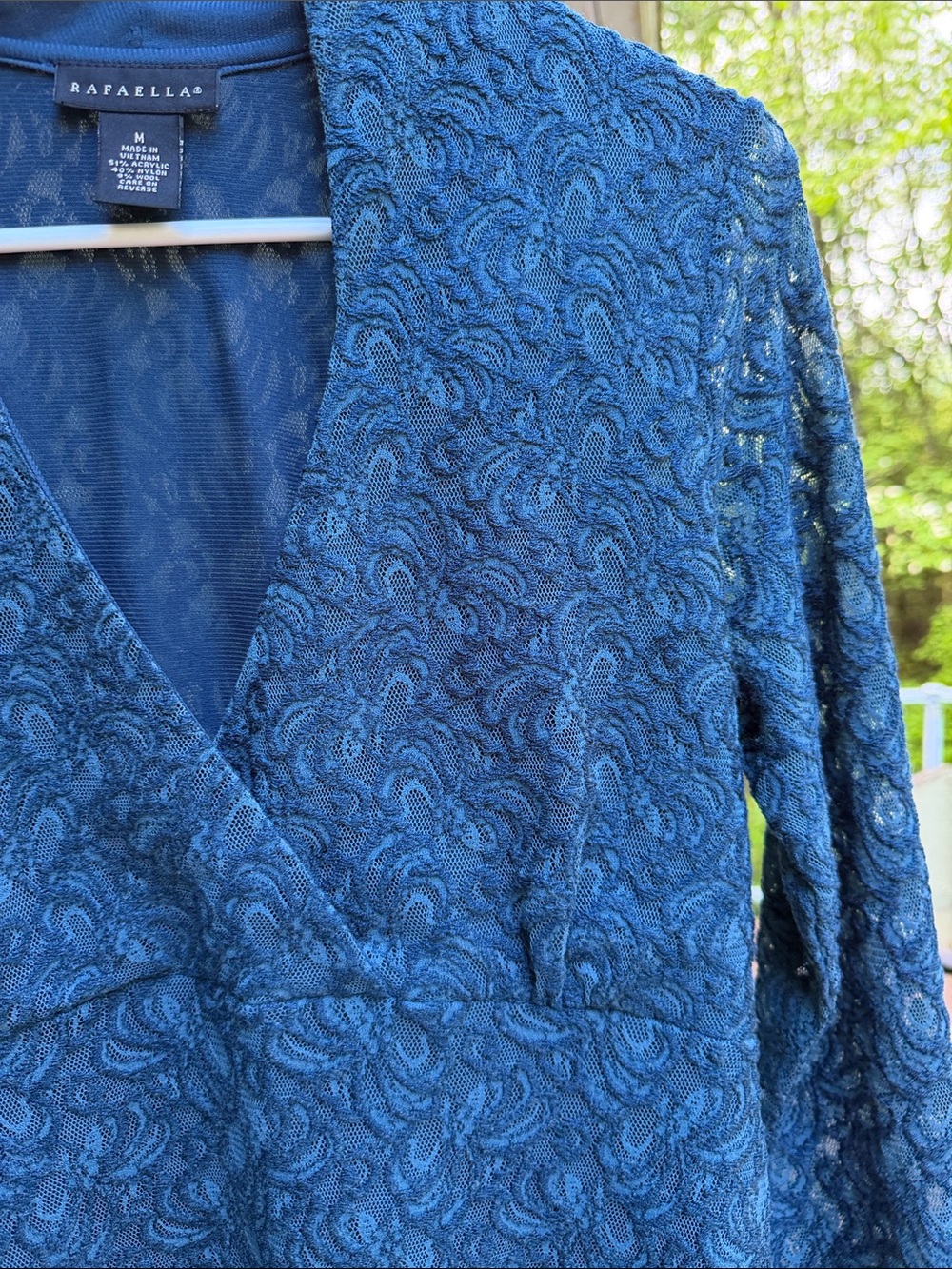 Rafaella Blue Lace Long-Sleeve Blouse - Picture 4 of 4